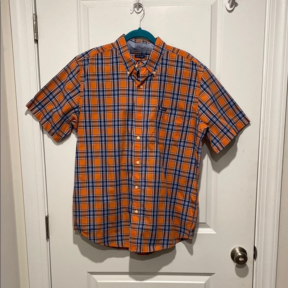 Men's Orange Plaid Shirt
